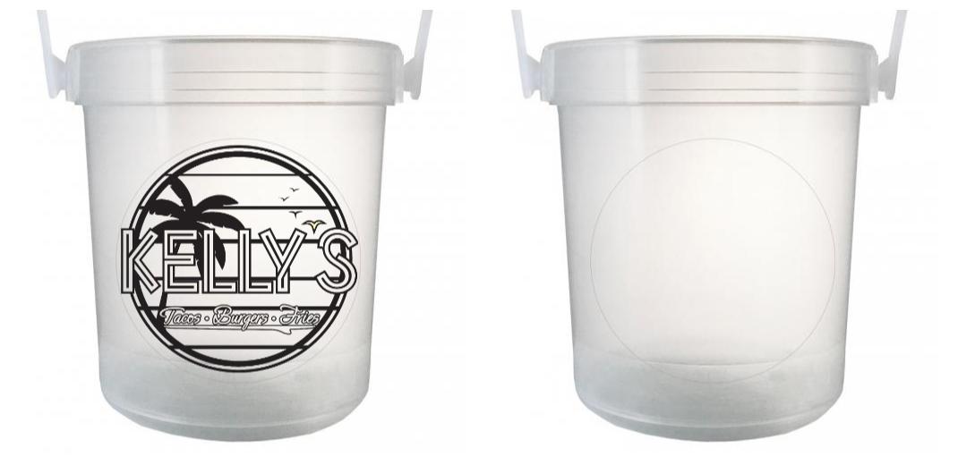 32 oz Plastic Rum Buckets with Custom Sticker