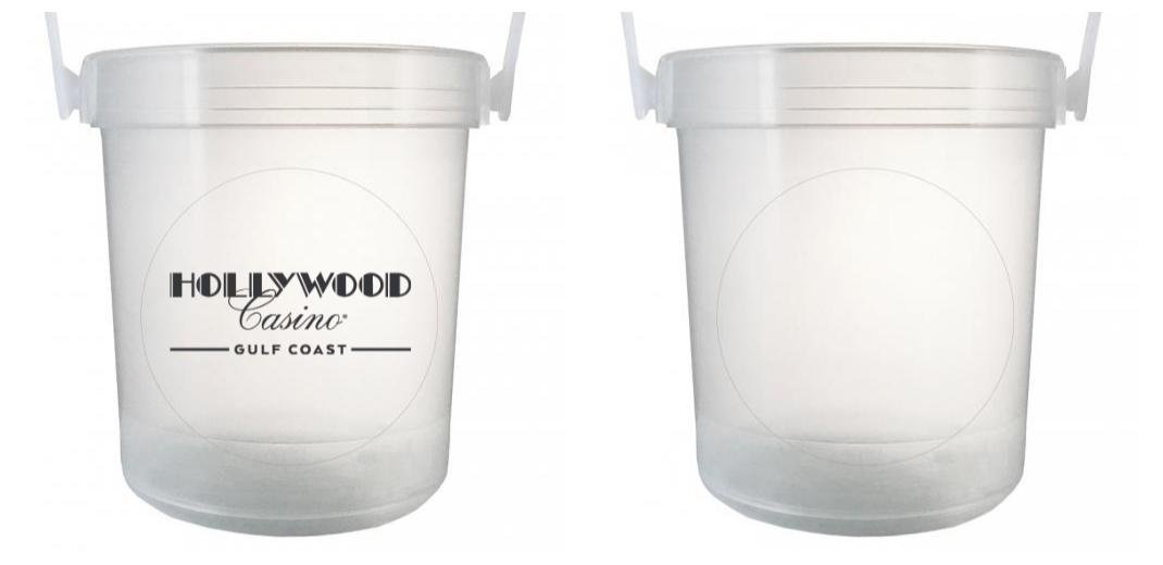 32 oz Plastic Rum Buckets with Custom Sticker